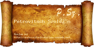 Petrovitsch Szolón névjegykártya